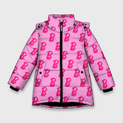 Куртка зимняя для девочки Барби Фильм Текстура, цвет: 3D-черный