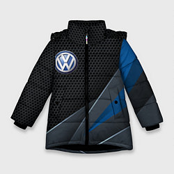 Куртка зимняя для девочки Фольцваген - синяя броня, цвет: 3D-черный