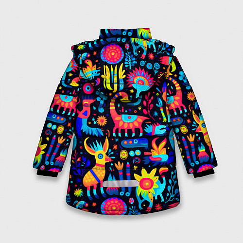 Зимняя куртка для девочки Космические веселые монстрики / 3D-Красный – фото 2