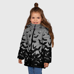 Куртка зимняя для девочки Серый фон и летучие мыши, цвет: 3D-светло-серый — фото 2