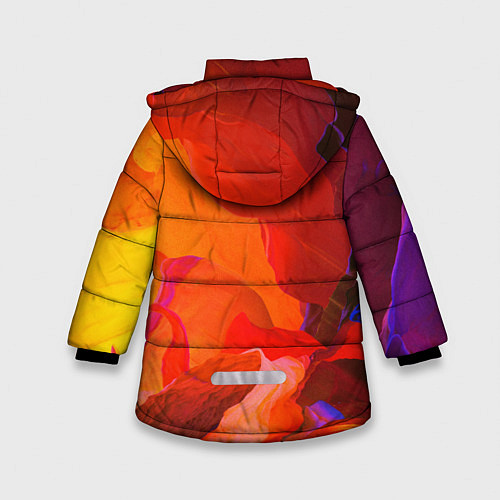 Зимняя куртка для девочки Красно-оранжевый паттерн / 3D-Красный – фото 2
