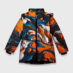 Зимняя куртка для девочки Акриловые краски - оранжевые