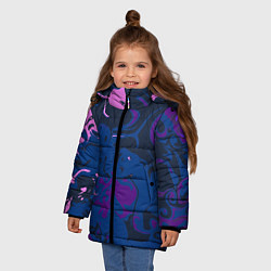 Куртка зимняя для девочки Абстрактное искусство череп, цвет: 3D-черный — фото 2