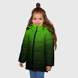 Куртка зимняя для девочки Градиент ядовитый зеленый - черный, цвет: 3D-светло-серый — фото 2
