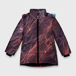 Куртка зимняя для девочки Молнии киберпанк, цвет: 3D-черный