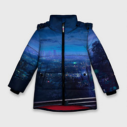 Куртка зимняя для девочки Синий город, цвет: 3D-красный