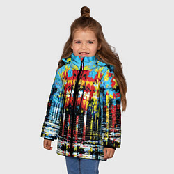 Куртка зимняя для девочки Зеркальная абстракция - нейросеть, цвет: 3D-светло-серый — фото 2