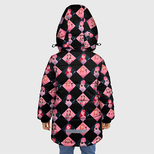Зимняя куртка для девочки Клеточка black pink / 3D-Светло-серый – фото 4
