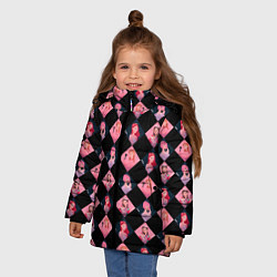 Куртка зимняя для девочки Клеточка black pink, цвет: 3D-красный — фото 2