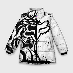 Куртка зимняя для девочки Fox motocross - белый дракон, цвет: 3D-черный
