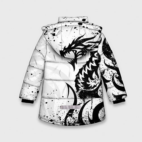 Зимняя куртка для девочки Fox motocross - белый дракон / 3D-Красный – фото 2