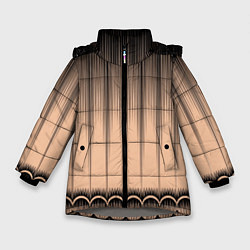 Куртка зимняя для девочки Персиковый полосатый градиент, цвет: 3D-светло-серый