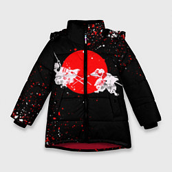Куртка зимняя для девочки Два белых самурая, цвет: 3D-красный