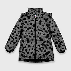 Зимняя куртка для девочки Пятнистый чёрно-серый