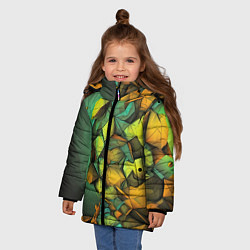 Куртка зимняя для девочки Зеленая объемная абстракция, цвет: 3D-светло-серый — фото 2
