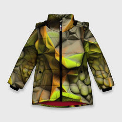 Зимняя куртка для девочки Зеленая объемная космическая текстура