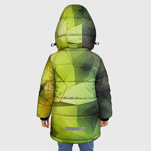 Зимняя куртка для девочки Зеленая текстура объемная / 3D-Светло-серый – фото 4