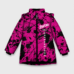 Куртка зимняя для девочки Barbie vs Oppenheimer - meme - abstraction, цвет: 3D-черный