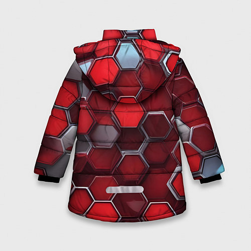 Зимняя куртка для девочки Cyber hexagon red / 3D-Красный – фото 2