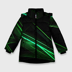 Зимняя куртка для девочки Green lines black backgrouns