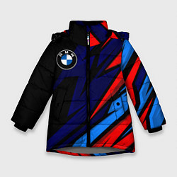 Куртка зимняя для девочки BMW - m colors and black, цвет: 3D-светло-серый