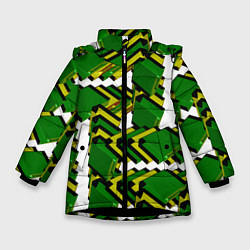 Куртка зимняя для девочки Зеленая микросхема, цвет: 3D-черный