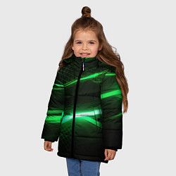 Куртка зимняя для девочки Зеленый неоновый свет, цвет: 3D-черный — фото 2
