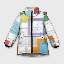 Зимняя куртка для девочки Абстрактный фон красочные квадраты гранж