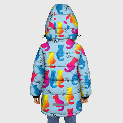 Зимняя куртка для девочки Коты звездные и веточки / 3D-Светло-серый – фото 4