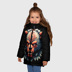 Куртка зимняя для девочки С разъяренным медведем, цвет: 3D-черный — фото 2