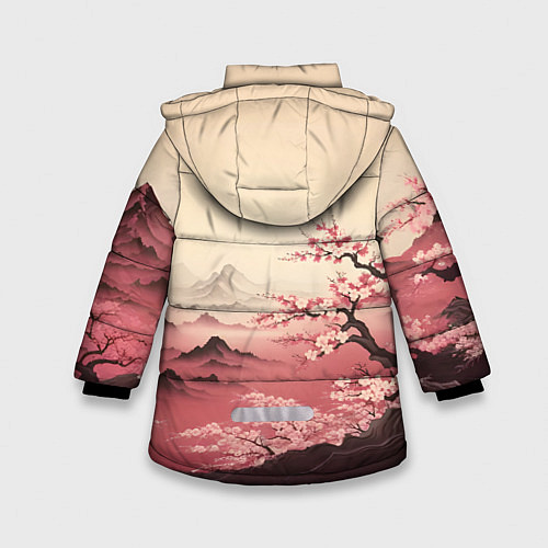 Зимняя куртка для девочки Сакура в горах / 3D-Светло-серый – фото 2
