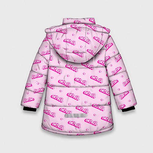Зимняя куртка для девочки Паттерн - Барби и сердечки / 3D-Красный – фото 2