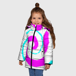 Куртка зимняя для девочки Тай-дай розовый, цвет: 3D-светло-серый — фото 2