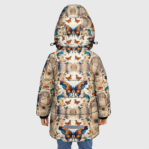 Зимняя куртка для девочки Бабочки узор / 3D-Светло-серый – фото 4