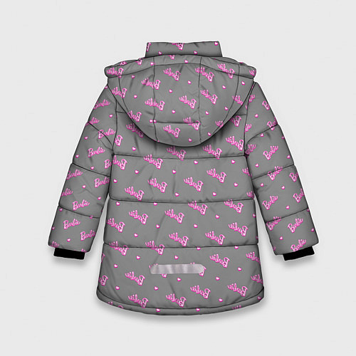 Зимняя куртка для девочки Паттерн - Барби и серый фон / 3D-Красный – фото 2