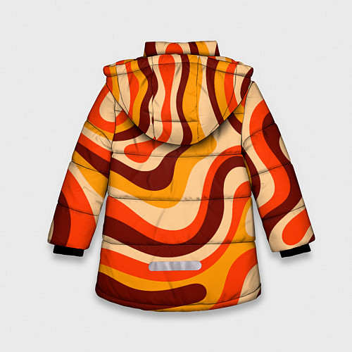 Зимняя куртка для девочки Ретро текстура линий / 3D-Красный – фото 2