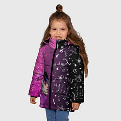 Куртка зимняя для девочки Лил Пип тату фиолетовый, цвет: 3D-черный — фото 2