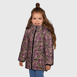 Куртка зимняя для девочки Сокол в стиле модерн - паттерн, цвет: 3D-светло-серый — фото 2