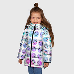 Куртка зимняя для девочки Smiley holographic, цвет: 3D-черный — фото 2