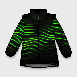 Зимняя куртка для девочки Зеленые абстрактные волны