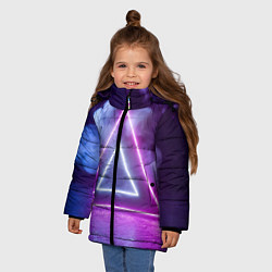 Куртка зимняя для девочки Неоновый треугольник в неоновом дыму, цвет: 3D-светло-серый — фото 2
