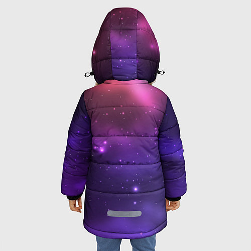 Зимняя куртка для девочки Разноцветный космос - неоновое свечение / 3D-Светло-серый – фото 4