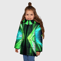 Куртка зимняя для девочки Зеленые зеркальные плиты, цвет: 3D-светло-серый — фото 2
