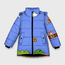 Куртка зимняя для девочки Первый уровень Марио, цвет: 3D-черный