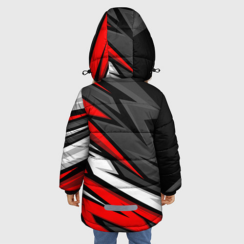 Зимняя куртка для девочки Honda - CR-V - геометрия / 3D-Светло-серый – фото 4