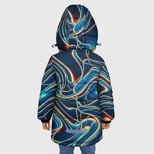 Зимняя куртка для девочки Abstract waves / 3D-Светло-серый – фото 4