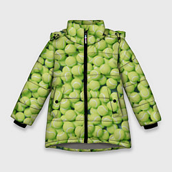Куртка зимняя для девочки Узор из теннисных мячей, цвет: 3D-светло-серый