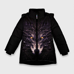 Куртка зимняя для девочки Волк в кромешной темноте, цвет: 3D-черный