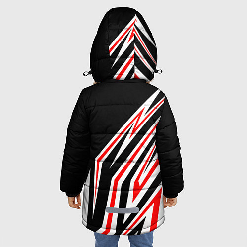 Зимняя куртка для девочки Хонда - белый и красный / 3D-Светло-серый – фото 4