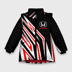 Куртка зимняя для девочки Хонда - белый и красный, цвет: 3D-красный